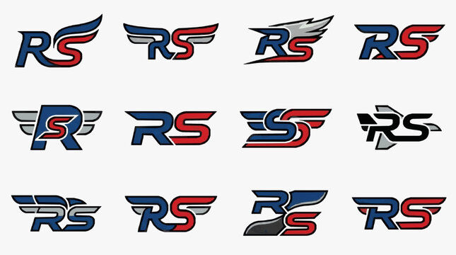 Sleek Dynamic RS Racing Team Logo Variations Showcasing Modern Sporty Designs and Aerodynamic Flair