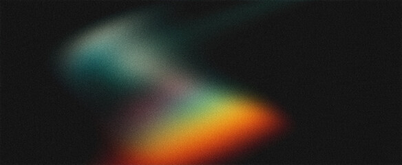 Dark grainy gradient background, teal and orange glow noise texture. Colorful spectrum light blur background for banner,poster,presentation.website etc. © BRITEN