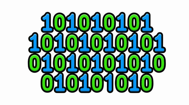 A colorful graphic illustration of binary code