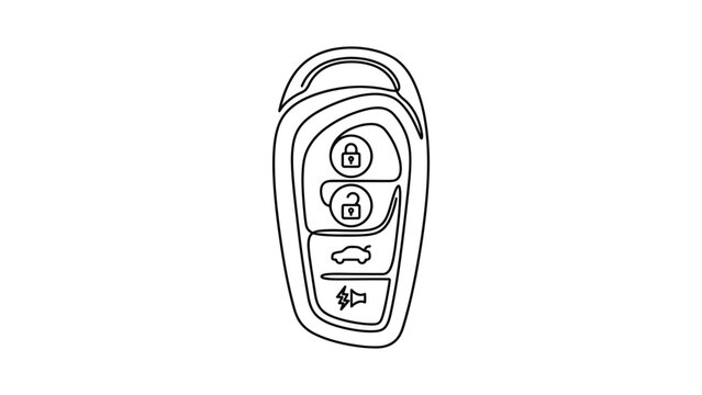 Car Key Fob Icon Outline - Lock, Unlock, Trunk, Panic Buttons