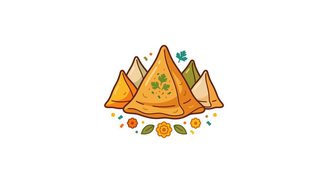 Illustration of Delicious Samosa Snack with Spices and Herbs