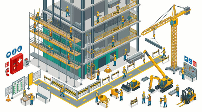 Construction workers building a skyscraper.