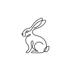 Fototapeta premium A minimalist line drawing of a sitting rabbit with long ears.