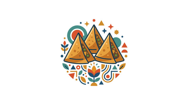 Decorative Illustrated Tacos with Colorful Geometric Patterns