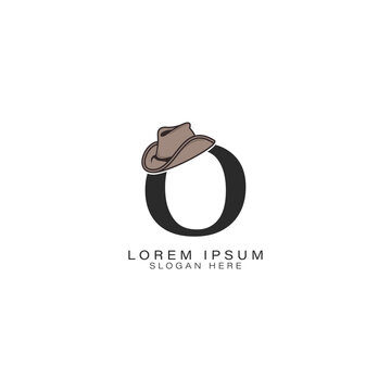 Letter O Logo with a Cowboy Hat. Alphabet O with modern Design Stetson Hat Icon