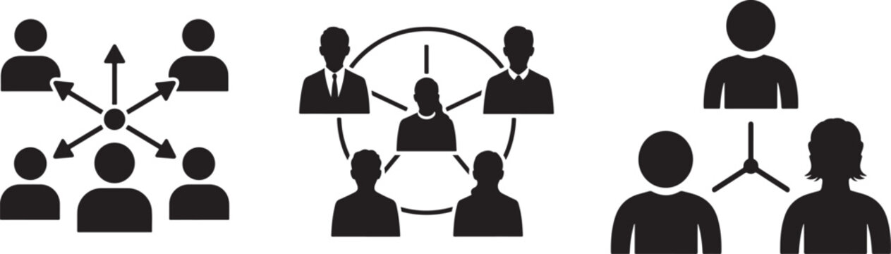 Organizational hierarchy and team communication icons