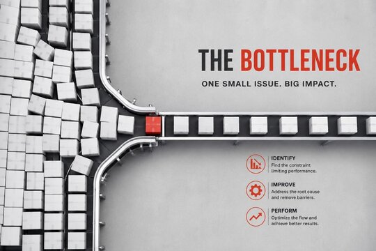 Industrial Bottleneck Concept with Single Blocked Package Causing Production Flow Delay