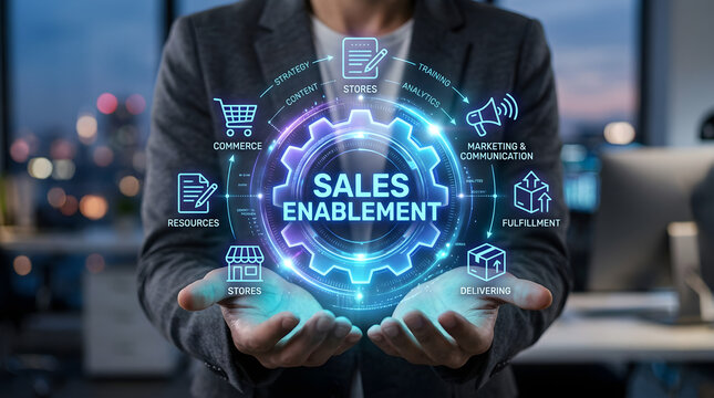 Businesswoman, sales enablement, marketing strategy, technology concept isolated on Transparent Background