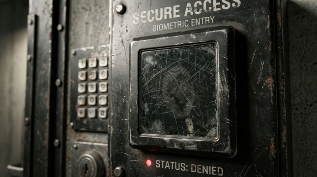 Secure biometric entry system with denied status indicator and keypad