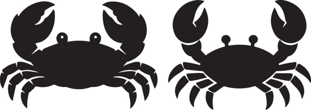 Two black crabs facing opposite directions Vector