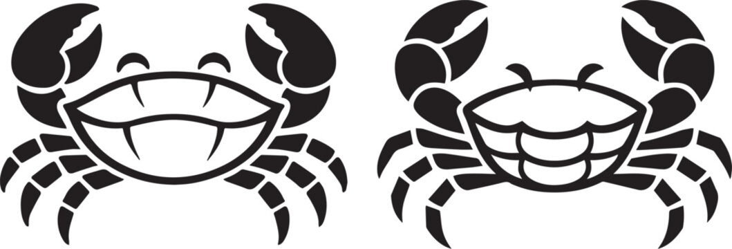 Black and white crab vector icons facing opposite directions Vector