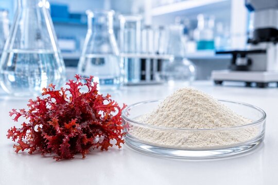 Agar Powder and Red Algae Source in Food Science Laboratory