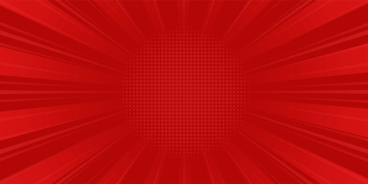 Abstract Comic Red Vector Background with Radial Zoom Lines. Modern Pop Art Sunburst Banner for Retro Big Sale Promotion, Cartoon Marketing Wallpaper, Bright Dynamic Graphic Copy Space Template.