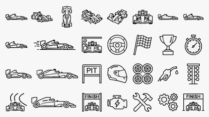 Naklejka premium Sleek Racing Icons Collection Modern Racing Symbols and Motorsport Elements for Designers and Enthusiasts