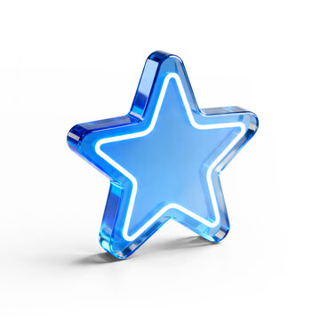 Glossy blue 3D star icon isolated on a transparent background, symbolizing achievement, excellence, and goal accomplishment. Ideal for concepts related to success, awards, recognition, quality ratings