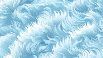 Abstract background featuring a soft, fluffy texture with flowing blue and white fur-like wavy lines, creating a luxurious, dreamy, and wintery atmosphere for creative digital design projects. © Bediha Duru Öksüz