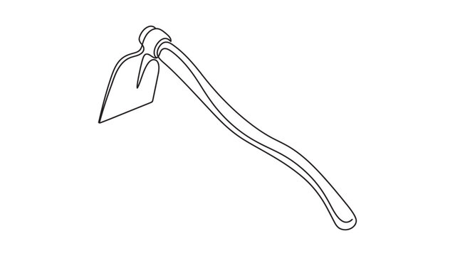 Minimalist outline drawing of a garden hoe tool.