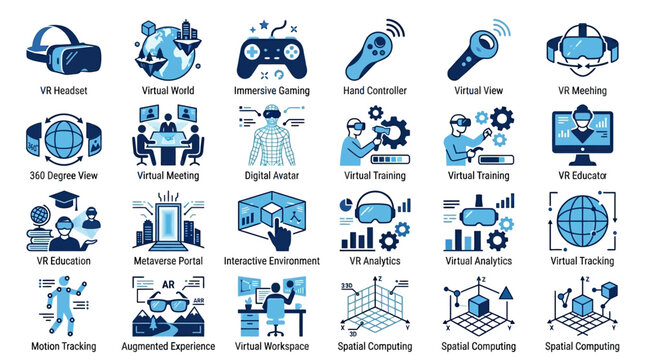 Virtual Reality Technology Concept Icons.