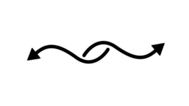 Minimalist animated double arrow s-curve directional symbol for ui/ux and infographics animation motion, 4k video.
