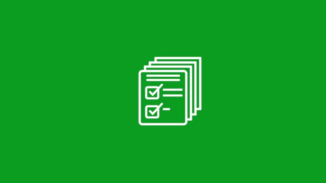 Animated checklist on green screen, task completion and project management concept animation, 4k video.