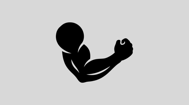 A simple flat vector icon of a flexed muscular arm.