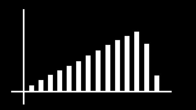 Simple bar chart lines and rising bars showing growth or data progress animation