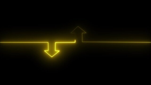 Neon line icon and up down arrow animation. abstract glowing dynamic neon arrow icon. business up and down arrow isolated on transparent background.4k video.