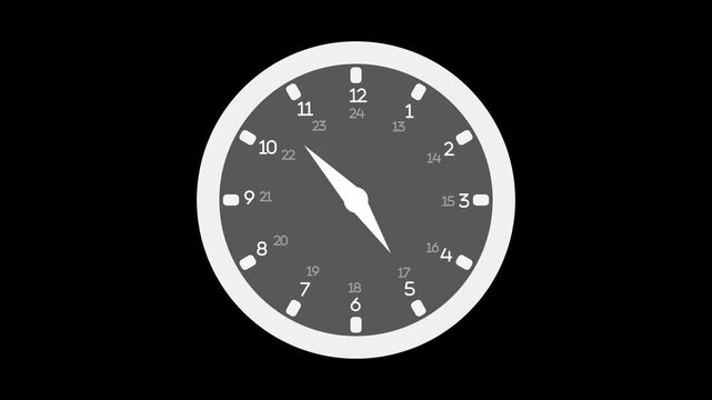 Round analog wall clock with hands and numbers animation