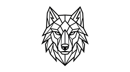 Geometric wolf head line art logo for branding. © diki