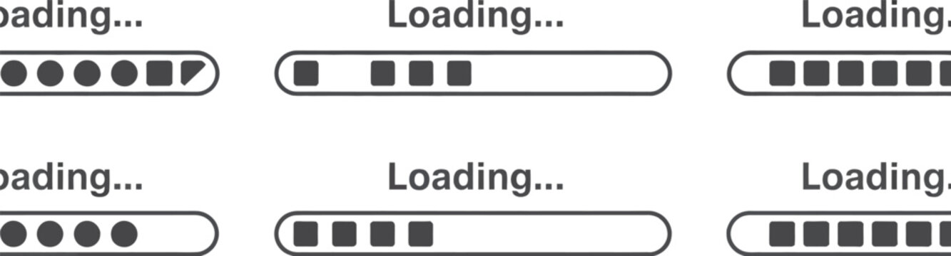 Loading bar icon featuring progress indicator symbols for application interfaces and system status.