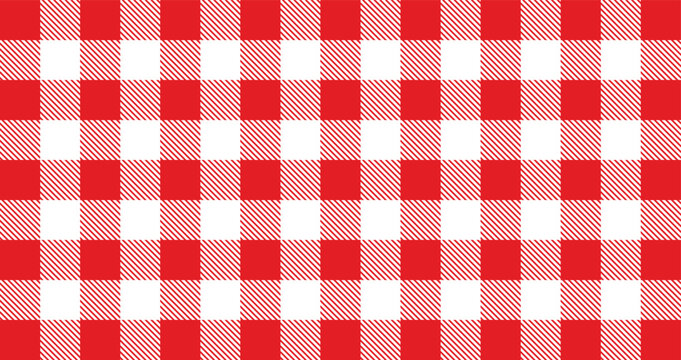 gingham seamless pattern for fabric. picnic texture Table cloth textile. Red checkered grid 