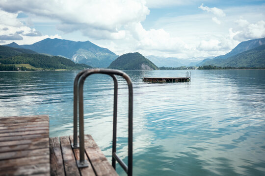 Alpine Lake with Floating Dock