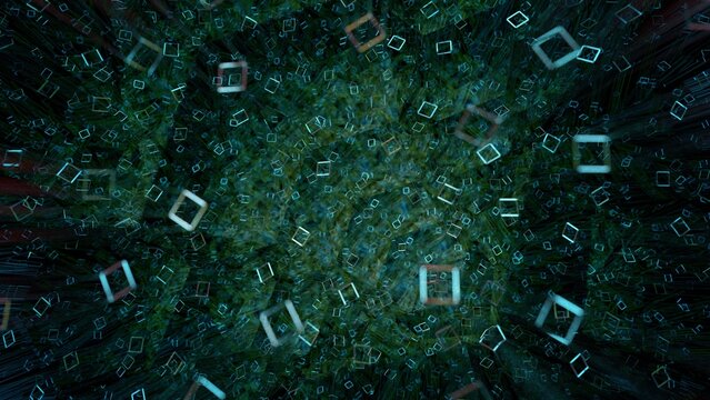 Pixel rain in the AI artificial intelligence system.