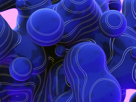 Bright Blue Shapes With Smooth Lines in a Digital Space