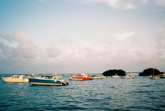 Samana bay with boats