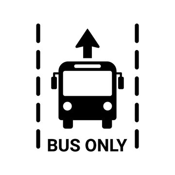Bus only lane traffic road marking symbol with transport, transportation