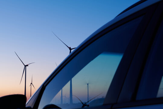 half wind farm half car window