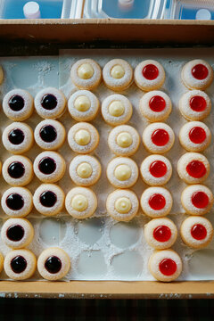 Different types of small desserts arranged on a table