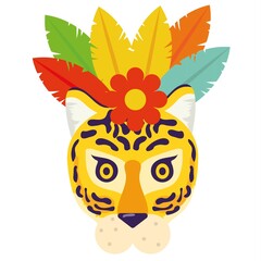 Naklejka premium Floral Tiger Mask Illustration