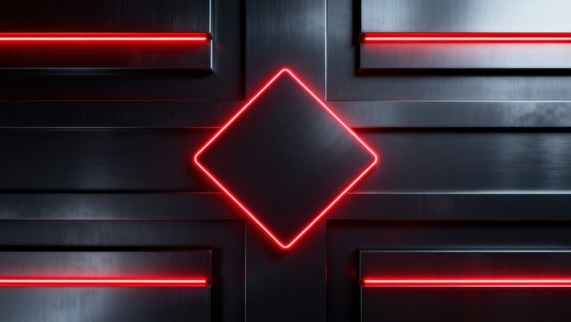Neon lights on metallic panels