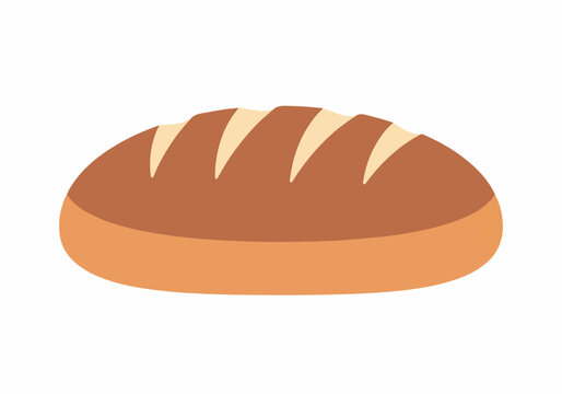 A brown bread with a golden crust and diagonal cuts on top