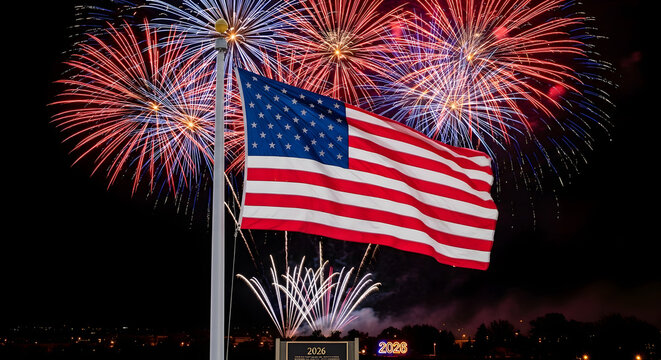 4th of July celebration with fireworks patriotic design
