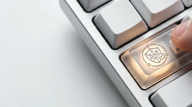 Protecting your digital data with cybersecurity shield icon on keyboard key, highlighting online security and data protection