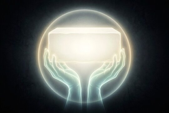 Cinematic composition of silhouetted hands reaching into a radiant halo above a tomb opening, conveying ascension, glory, and divine triumph for theological journals and worship series art.