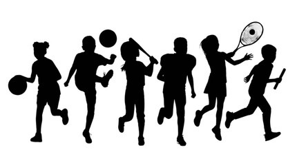 Obraz premium Black silhouettes of people playing sports