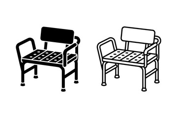 Fototapeta premium Two chairs with armrests and perforated seats, one solid black and one outlined