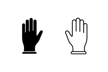 Obraz premium Black and white icons of a gloved hand shown in silhouette and outline