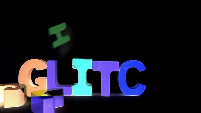 Glitch in the matrix with painted letters loop 