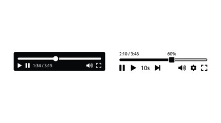 Media Player Control Icons With Progress Bars Flat Vector Illustration © EMON