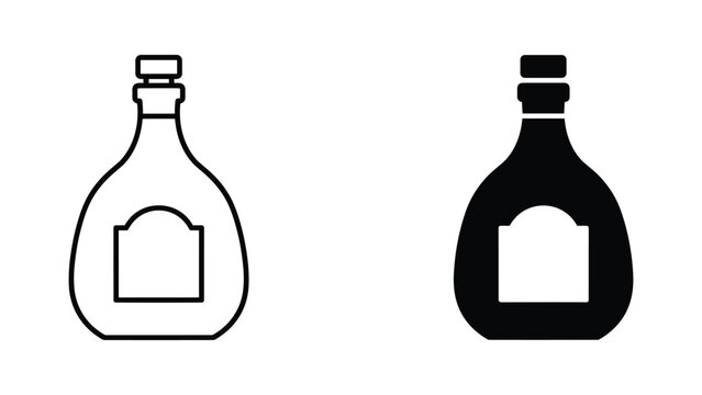 Brandy snifter glass icon set with label space for premium alcohol and beverage branding concepts